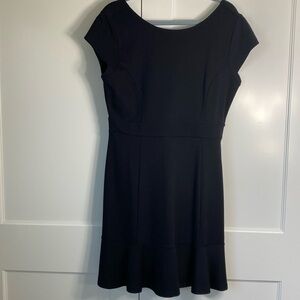 Ann Taylor Loft NWT size black dress. V neck back. Cap sleeves, flared bottom
